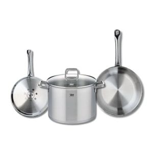 Set de 2 Poêles de cuisson 24 et 28 cm et 1 faitout 26 cm Elo Profi Citrin