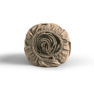 LENZUOLO SOTTO CON ANGOLI PER LETTO UNA PIAZZA E MEZZA IN JERSEY DI COTONE TORTORA