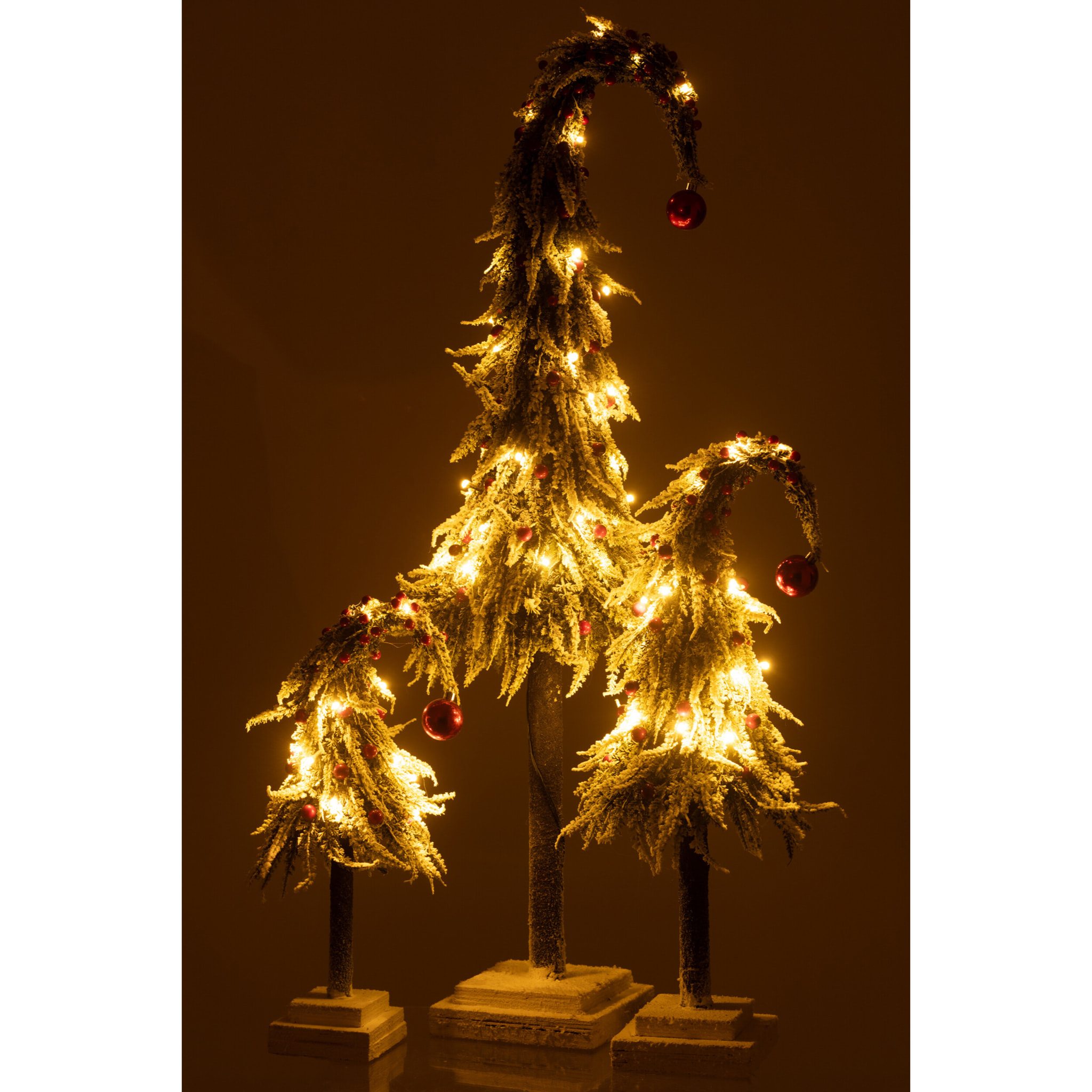 J-Line décoration sapin De Noël Bonnet Neige - plastique - vert/rouge - large- LED
