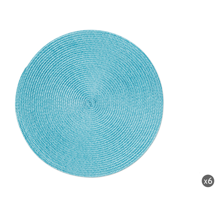 Set 6 tovagliette tonde Excelsa – Round, Polipropilene Azzurro