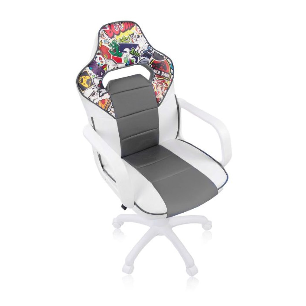 Silla gaming DRW Sticker - Blanco - Gris DRW