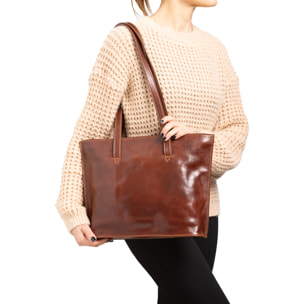 Borsa a spalla  da donna In Vera pelle Made in Italy 27x38,5x10 cm