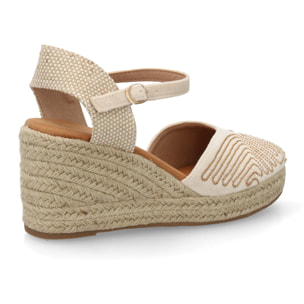 Alpargata valenciana cuña con adornos metálicos para mujer