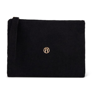 Bustina in velluto a coste con logo FY dorato