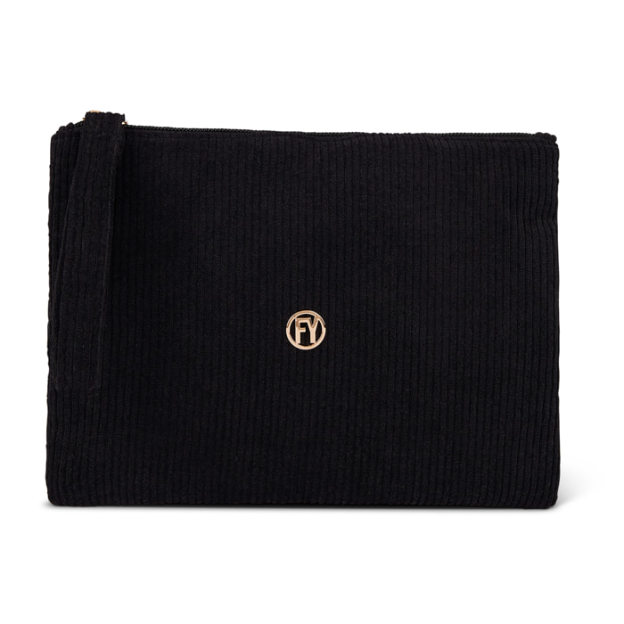 Bustina in velluto a coste con logo FY dorato