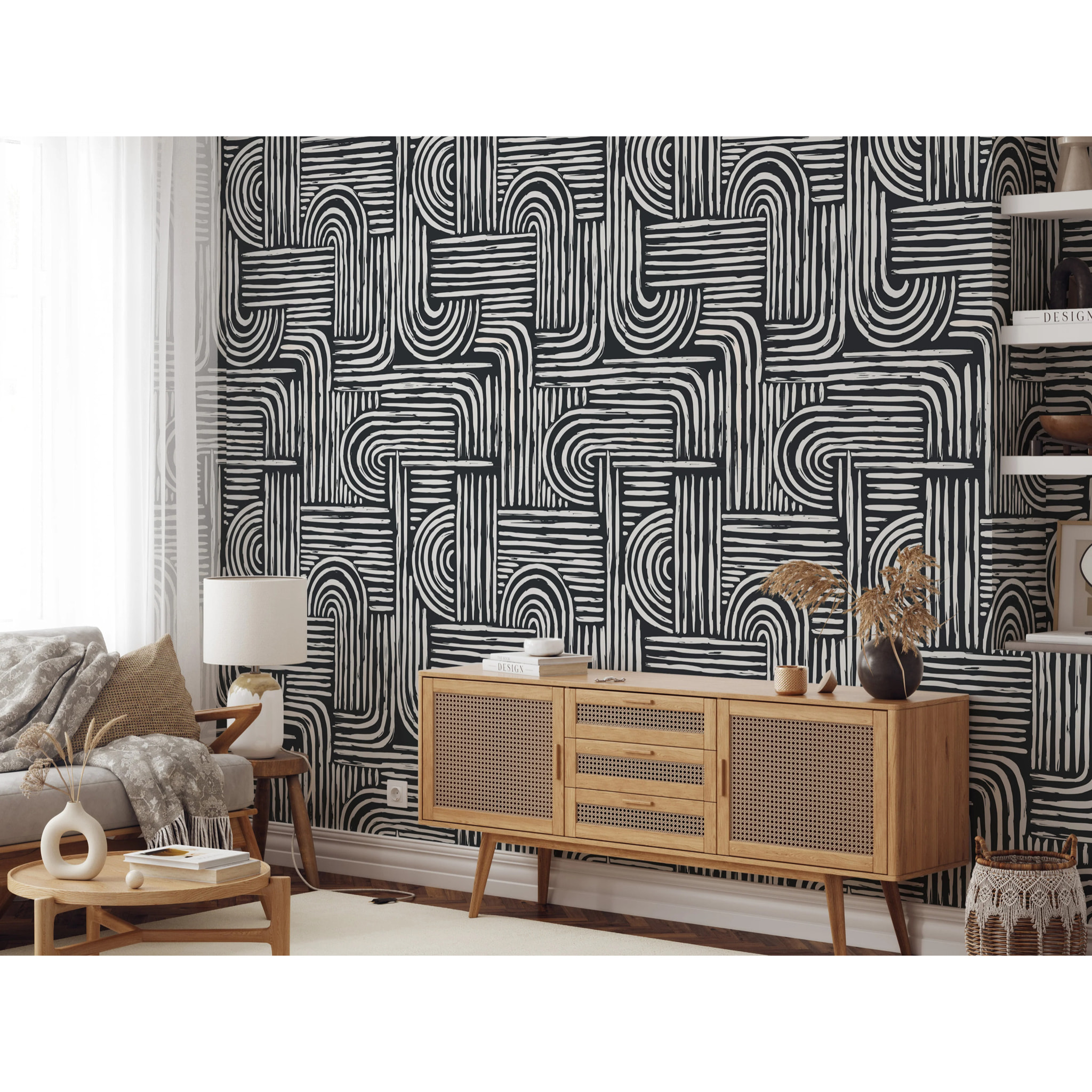 Carta da Parati Righe Nere