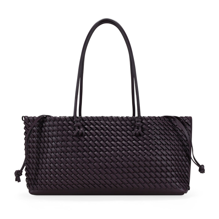 Bolso de hombro burdeos trenzado