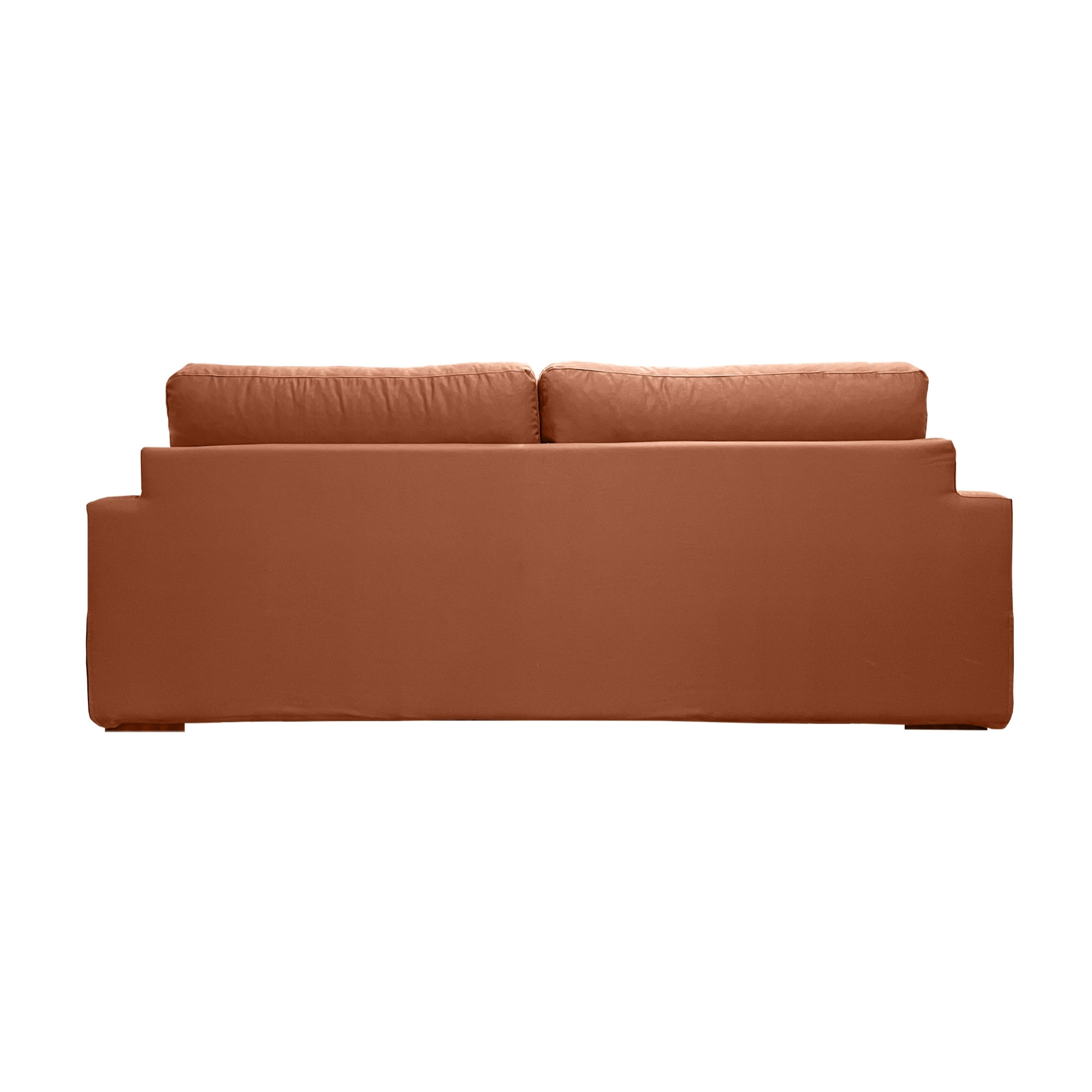 Canapé 4 pl TRESSIN 210 cm fixe tissu coton Terracotta - 100% déhoussable - Fab. France