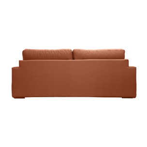 Canapé 4 pl TRESSIN 210 cm fixe tissu coton Terracotta - 100% déhoussable - Fab. France