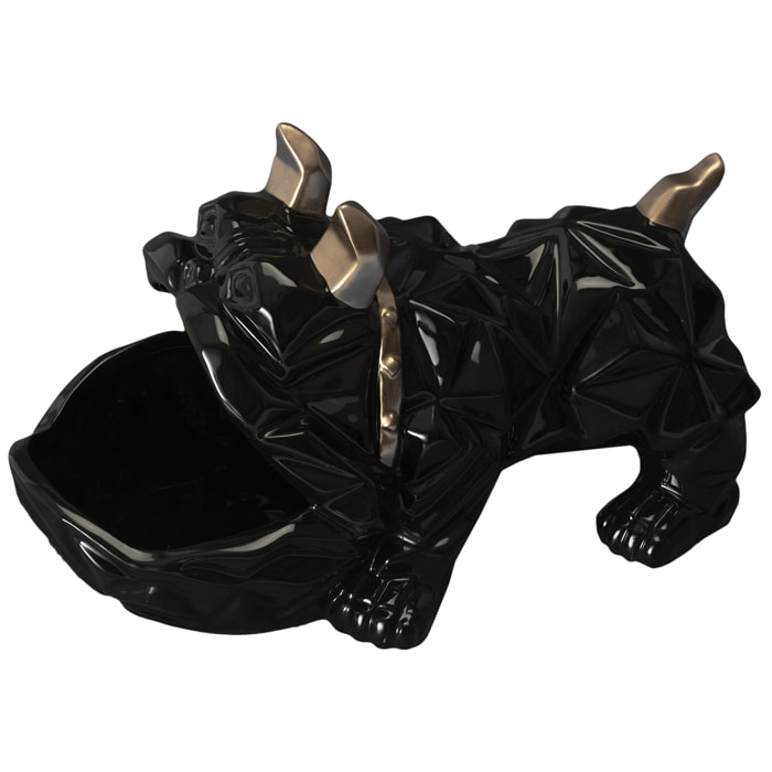 Sculpture Ceramique Bulldog Noir Vide Poche