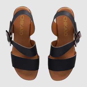 Sandalias de Piel - Negro - Tacón: 6 cm