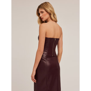 Motivi - Top bustier in tessuto spalmato - Bordeaux