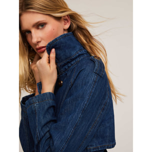 Motivi - Trench in denim misto lino - Blu