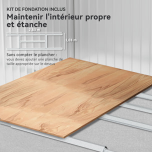 Abri de jardin 4,9 m² double porte coulissante fondation incluse - 277 x 195 x 192 cm - tôle acier ondulée anthracite