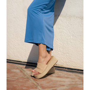 Sandalias de cuña arena con esparto