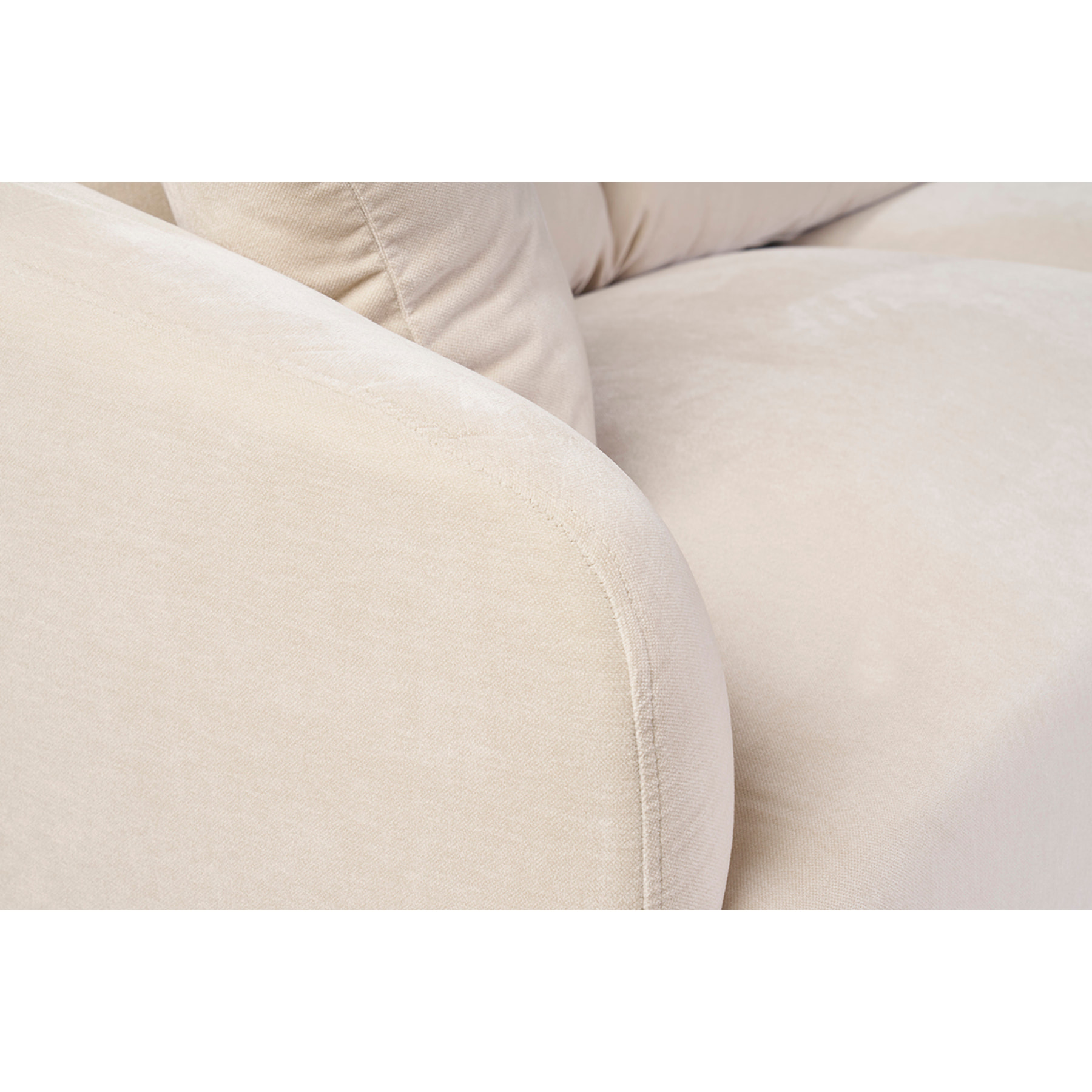 Canapé design 3 places en tissu effet velours beige et métal noir JERRY