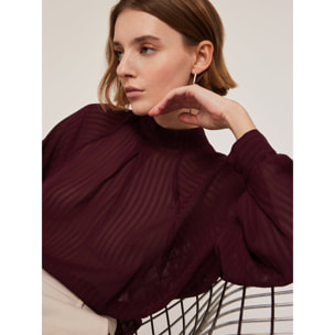 Motivi - Blusa de rayas devoré - Burgundy