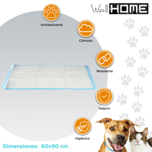 Well home 10u empapadores desechables con adhesivo super absorbentes blanco y azul