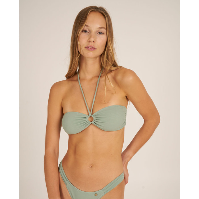Top de bikini bandeau en tejido piqué