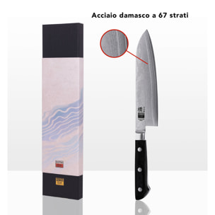 Coltello "Santoku" Hashi Damas - acciaio damasco giapponese - lama: 18 cm