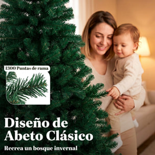 Árbol de Navidad Artificial de 230 cm, Árbol de Navidad de Abeto con Ramas Articuladas, 1300 Puntas de PVC Ignífugo, Montaje Rápido, Soporte de Acero Plegable, Verde