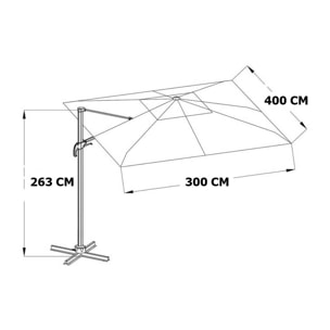 Parasol déporté 4x3m - vert mélèze - SAPHIR