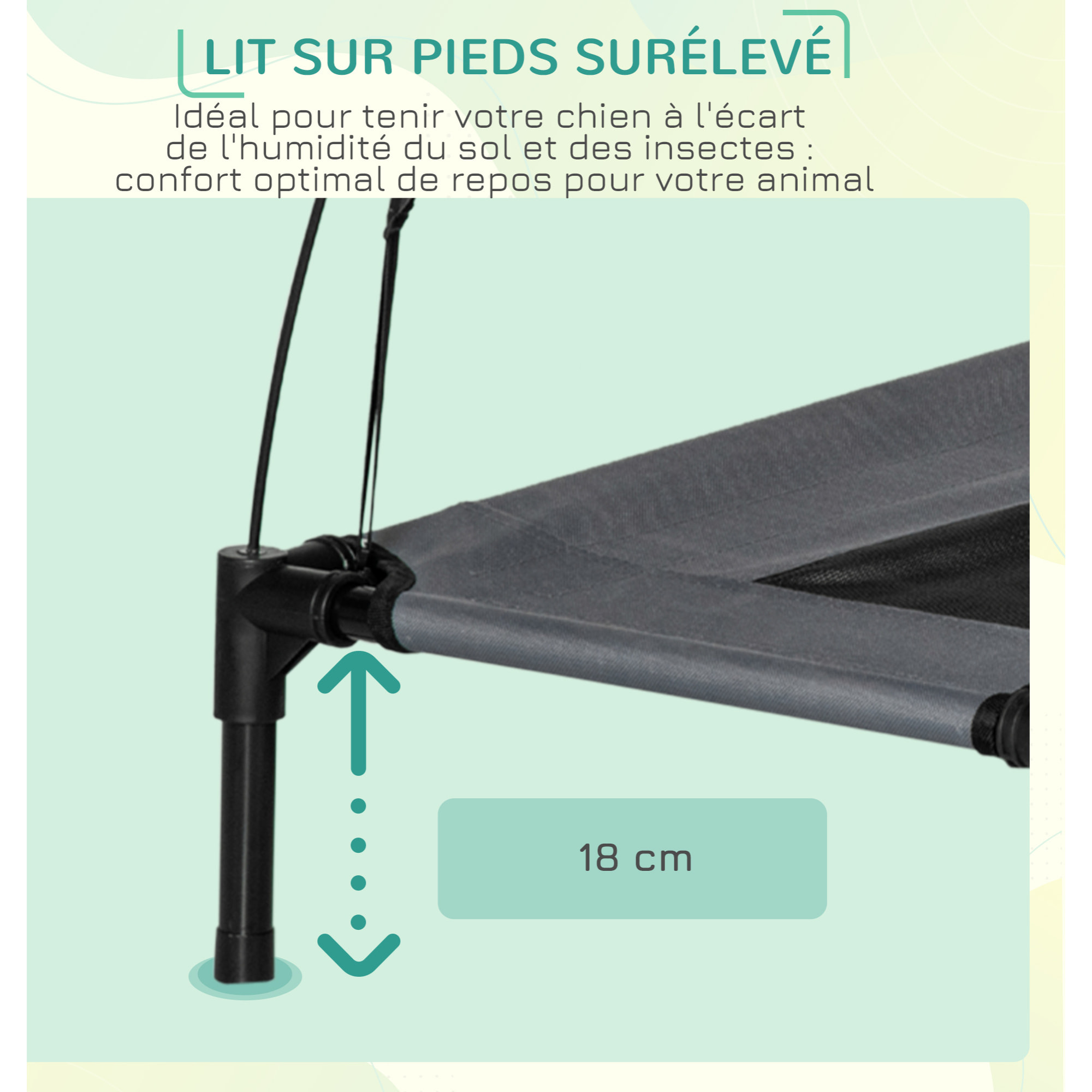 Lit pour chien chat sur pieds + parasol + sac de transport