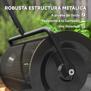 Esparcidor de Compost 300L 70x40x112 cm Esparcidor de Abono para Césped con Asa Ajustable Cesto de Malla Metálica para Cuidado de Césped Jardín Negro