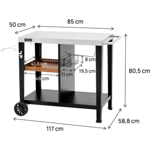 Desserte de barbecue en métal "Gelia" - 117 x 59 x 80 cm - Noir