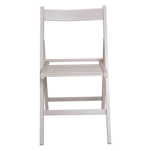 Sedia pieghevole moderna in legno, per balcone o giardino, cm 42x48h79, Seduta h cm 47, colore Bianco