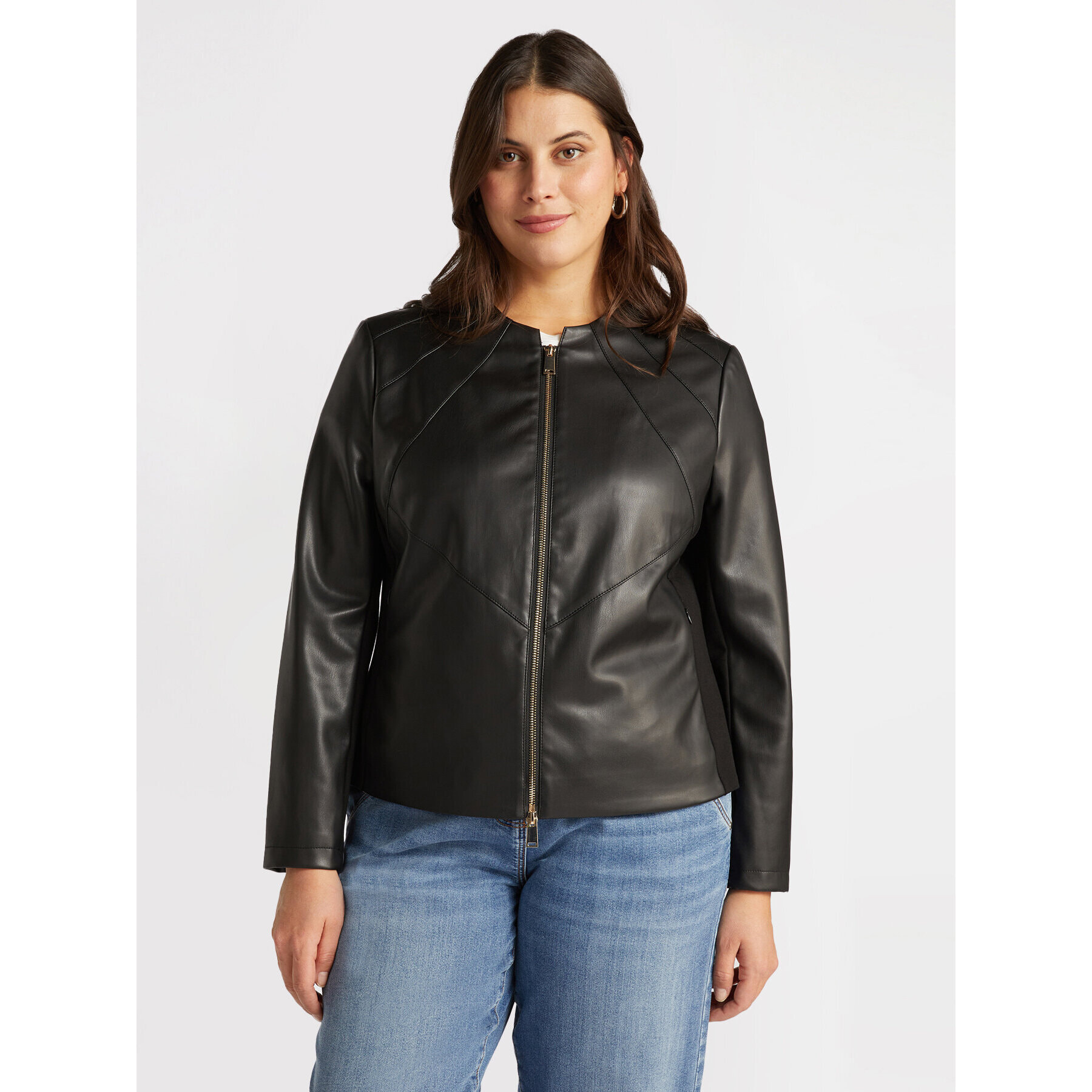 Fiorella Rubino - Chaqueta biker de tejido laminado - Negro