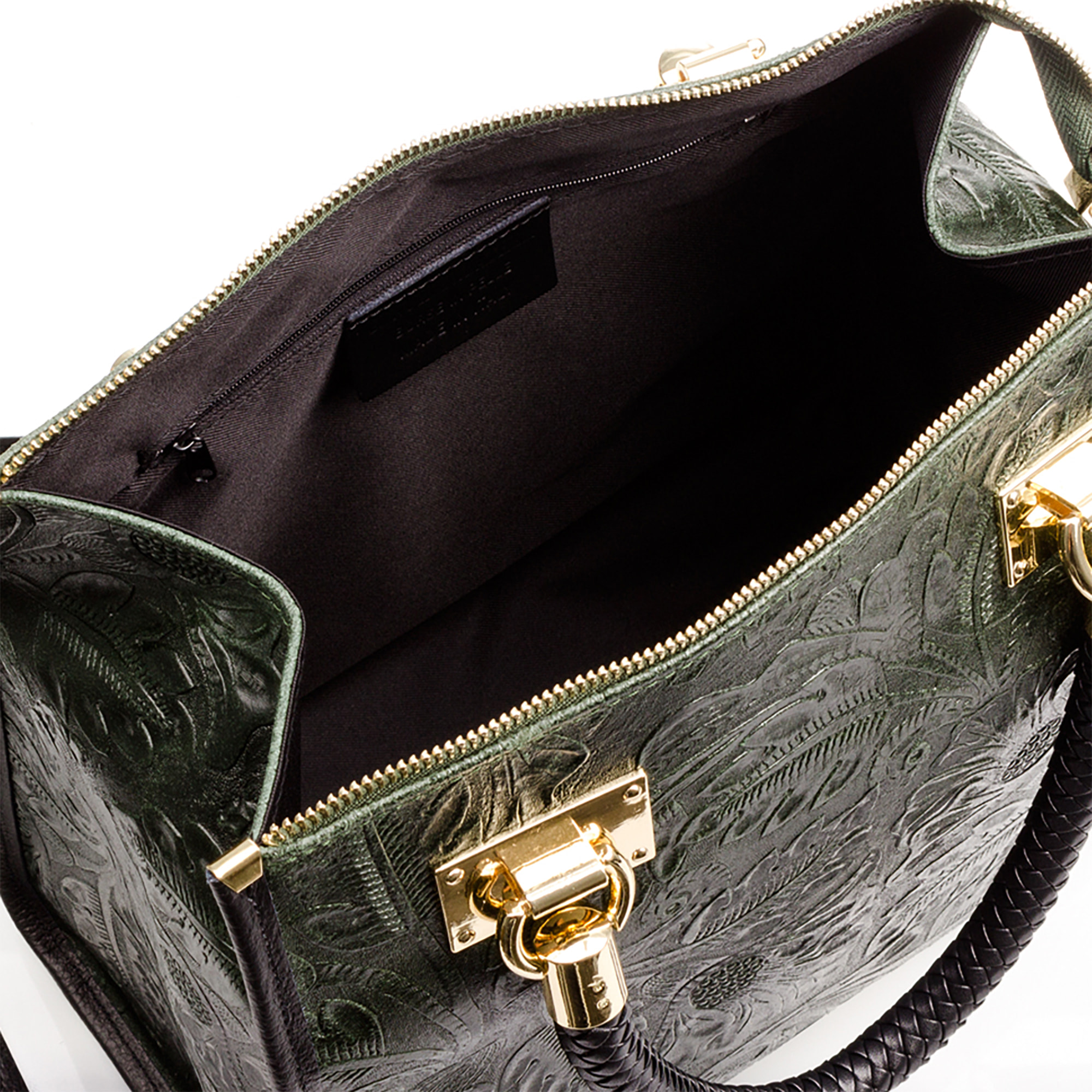 Catena Borsa tote Donna.Pelle autentica Camoscio Inciso Arabesco