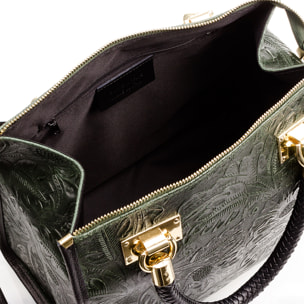 Catena Borsa tote Donna.Pelle autentica Camoscio Inciso Arabesco