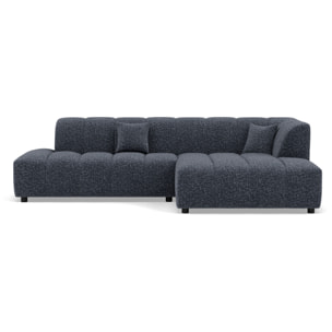 Curtis - canapé d'angle droit 4 places sans accoudoir en tissu texturé - Bleu