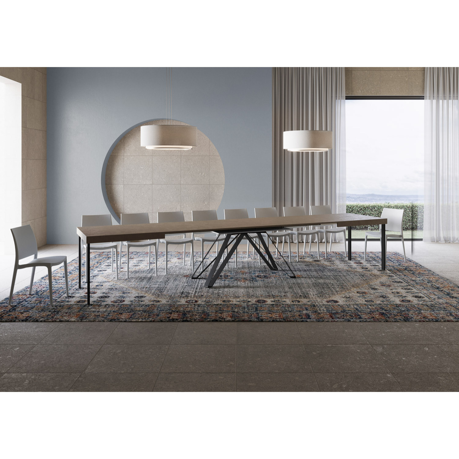 Table extensible 90x180/440 cm Terium taupe pieds anthracite