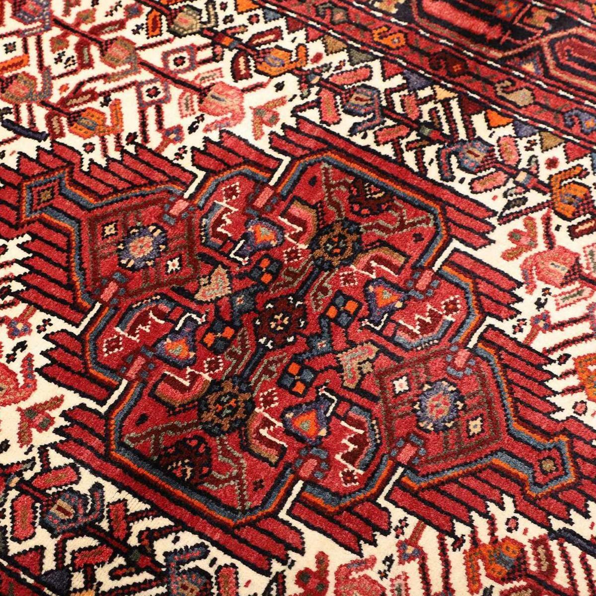 Tapis d'orient, 111 x 175 cm, rouge, bordeaux et crème, artisanal, HAMADAN 24