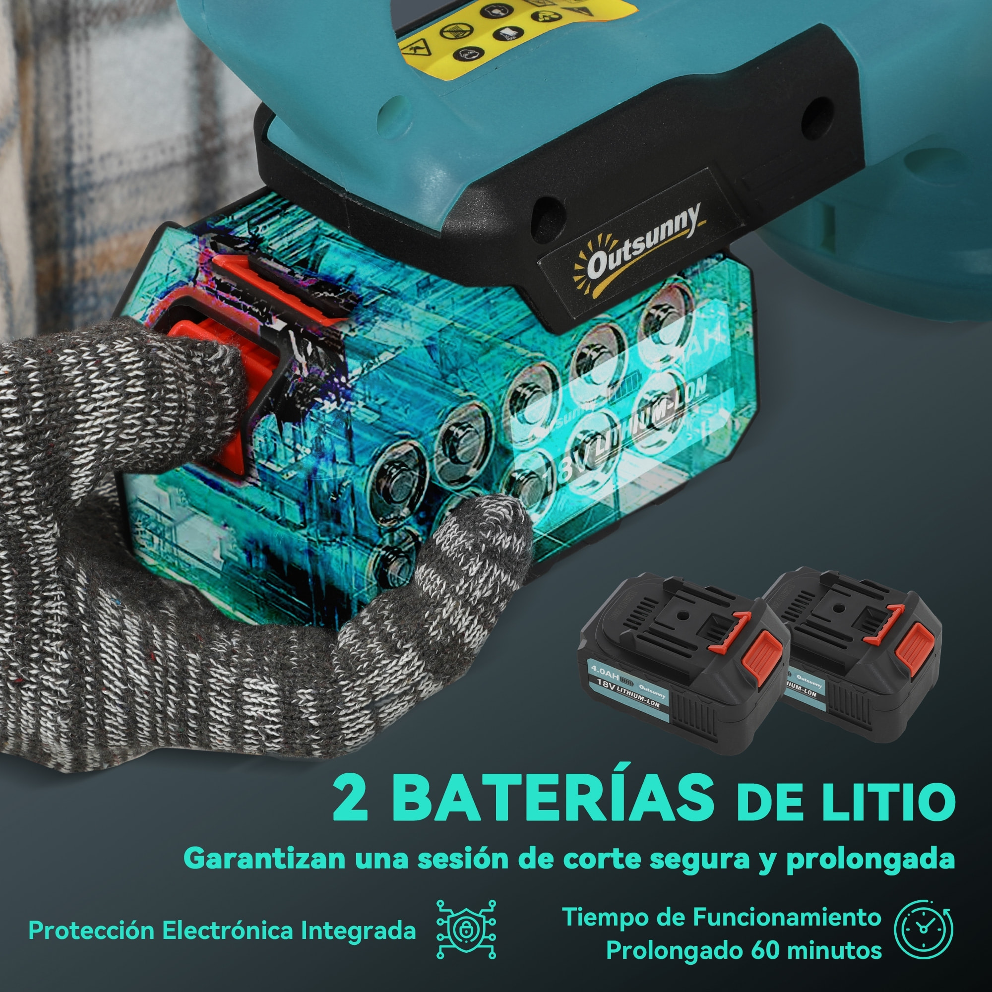 Tijeras Cortasetos Eléctrico Cortasetos Batería 18V con 2 Baterías de 4000mAh, Longitud de Cuchilla de 51 cm, Motor sin Escobillas y Cargador para Setos Césped Azul