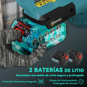 Tijeras Cortasetos Eléctrico Cortasetos Batería 18V con 2 Baterías de 4000mAh, Longitud de Cuchilla de 51 cm, Motor sin Escobillas y Cargador para Setos Césped Azul