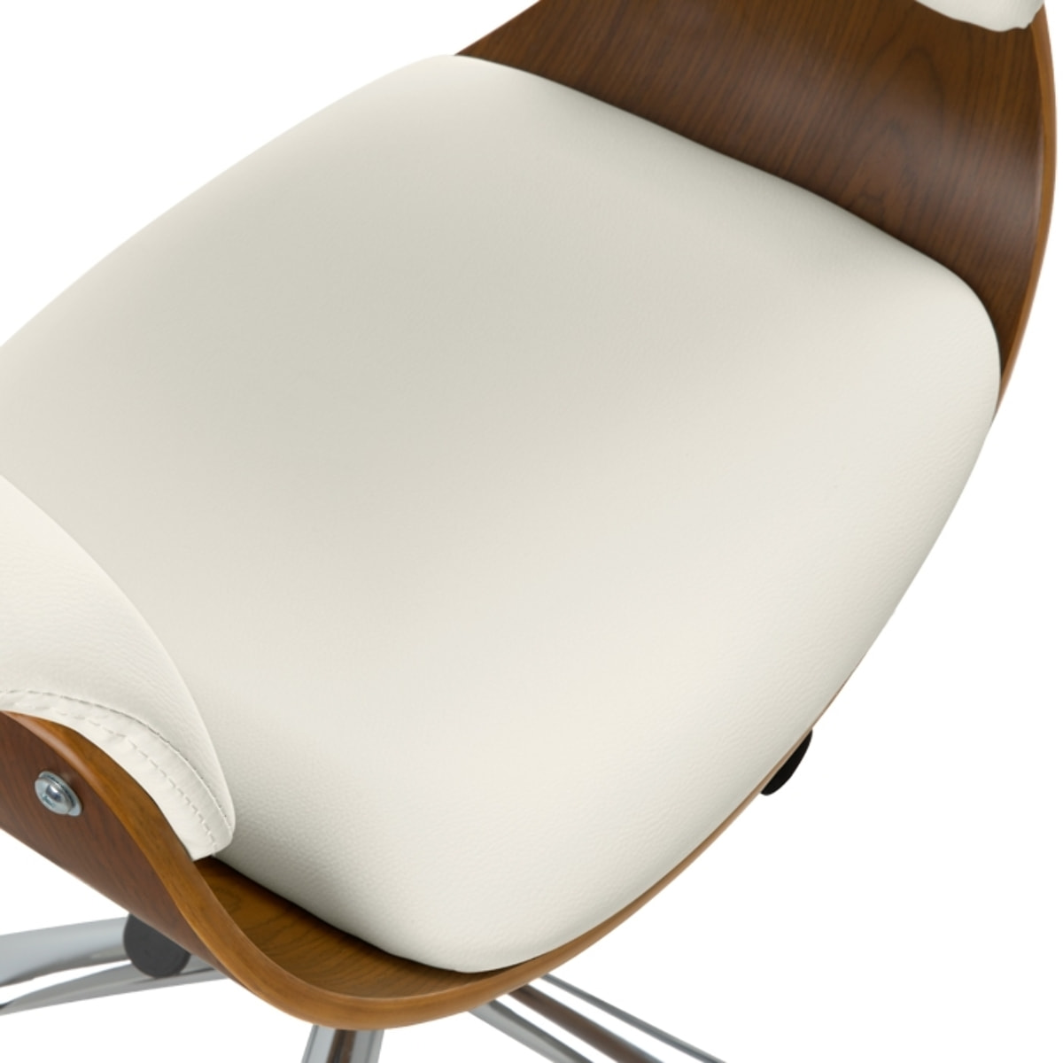 Chaise de bureau pivotante en bois et PU blanc - Basile
