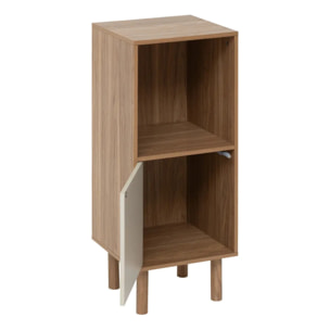 Etagère 2 cases 1 porte Mix'N'Match bois et motif rayé