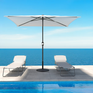 Ombrellone Rettangolare 3x2 M Da Giardino Parasole Per Balcone Con Air Vent Apertura A Manovella Anti UV Idrorepellente Mare Spiaggia Piscina Bianco