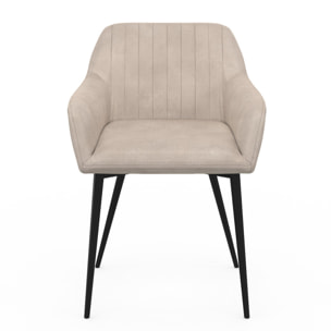 Chaises avec accoudoirs Ariana en velours et pieds métal - lot de 2 - Taupe