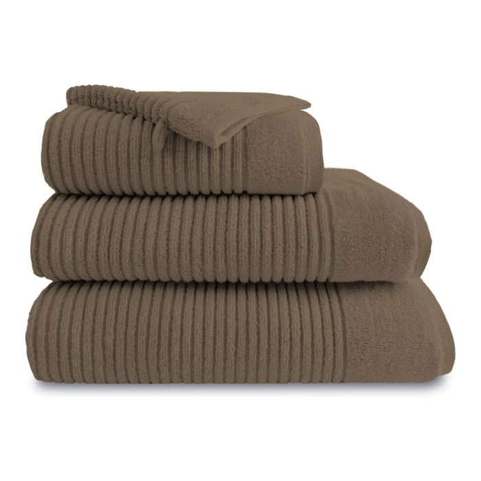 Gant de toilette pur coton 575 g/m² uni brun marron Vitae chocolat