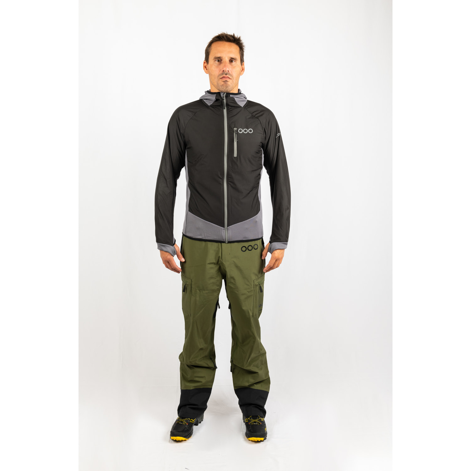 Giacca ibrida leggera isolante ECOActive con cappuccio, marchio ECOON - Nero / Grigio