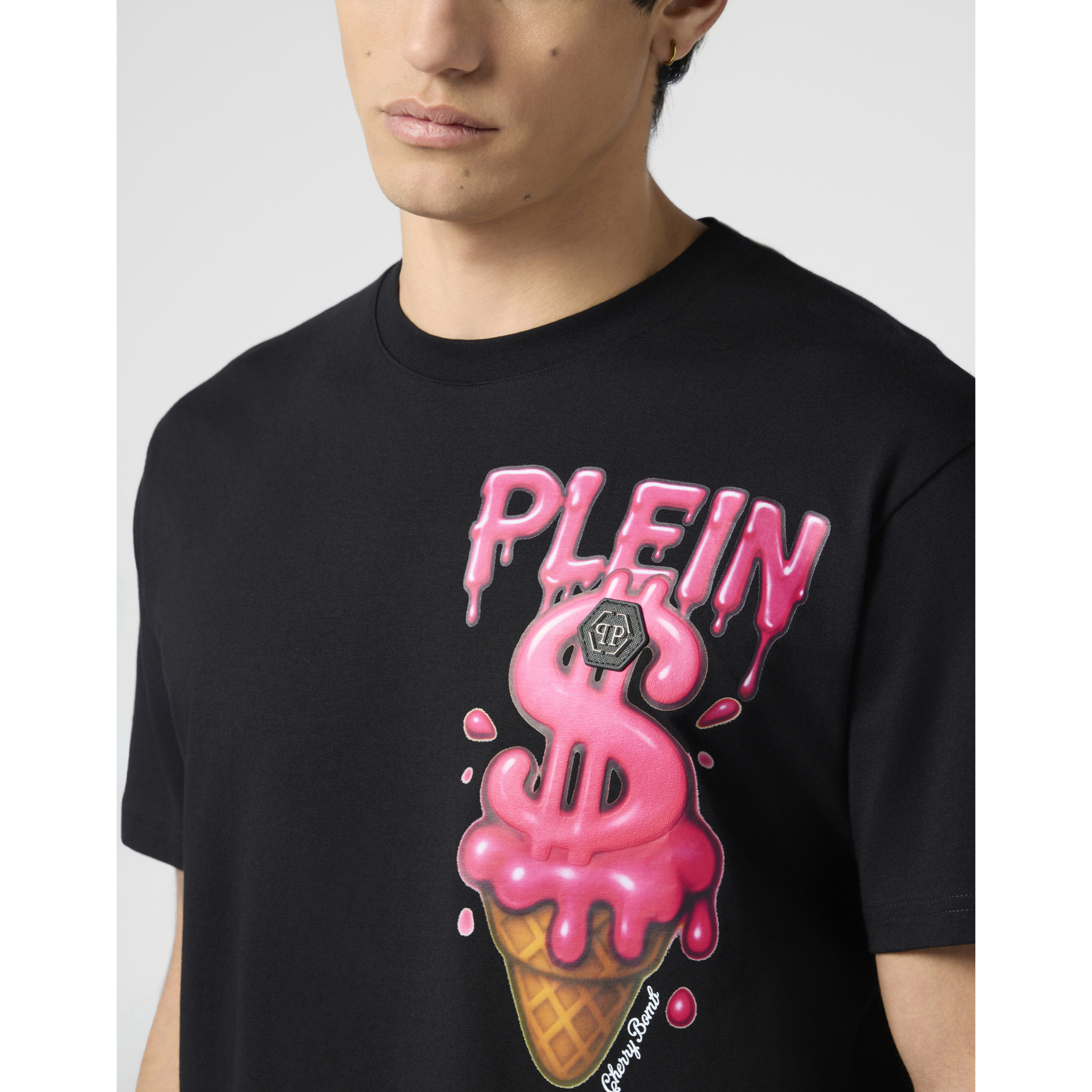 PHILIPP PLEIN Round Neck T-Shirt Ice Cream Dollar