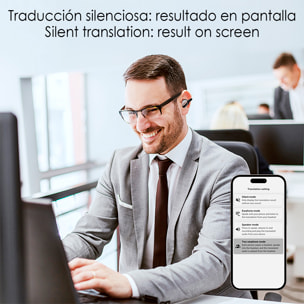 Auriculares deportivos TWS JM47. Con cancelación de ruido en llamadas, traducción de 150 idiomas en tiempo real y asistente de voz IA.