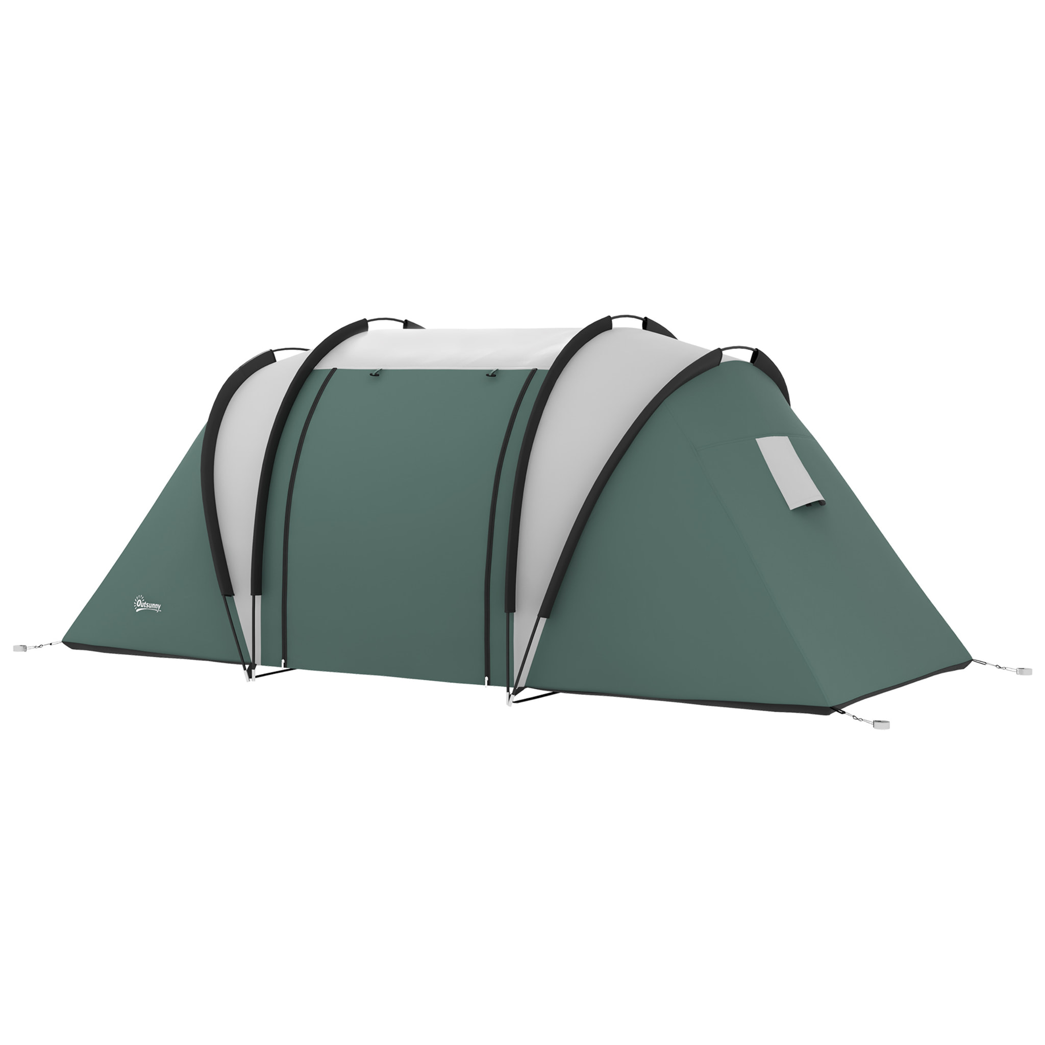 Tente de camping familiale 4-5 pers. 2 chambres 3 fenêtres sac vert