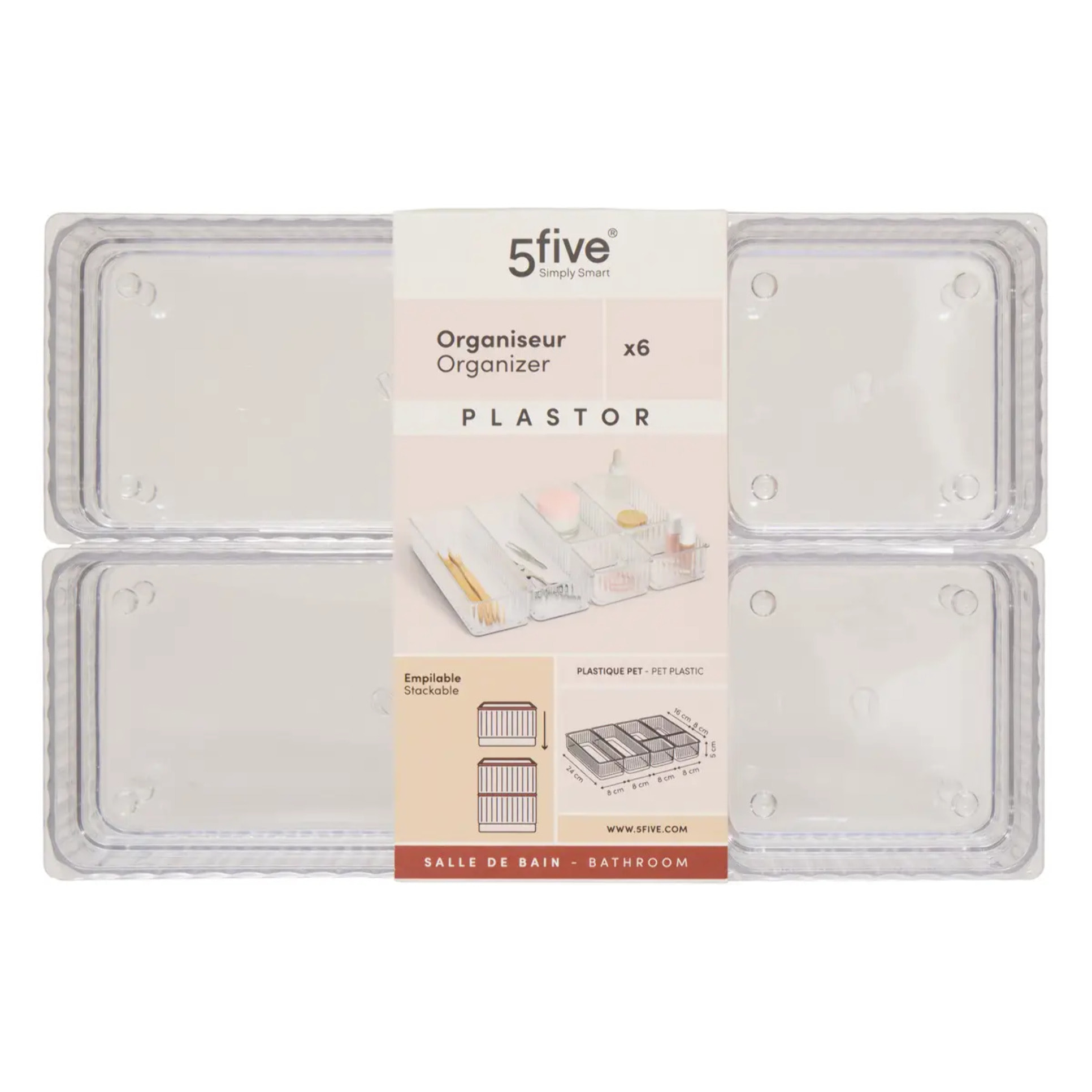Lot de 6 organiseurs transparents