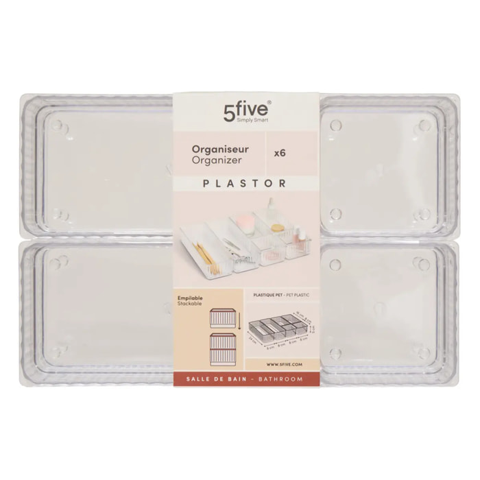 Lot de 6 organiseurs transparents