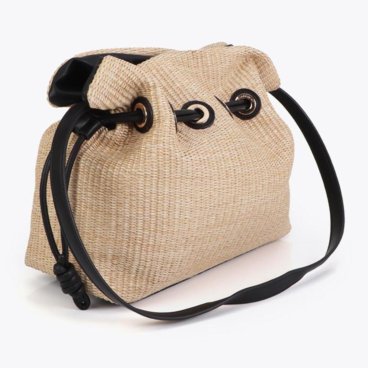 Porta caramelle con effetto rafia abbinato ad effetto pelle